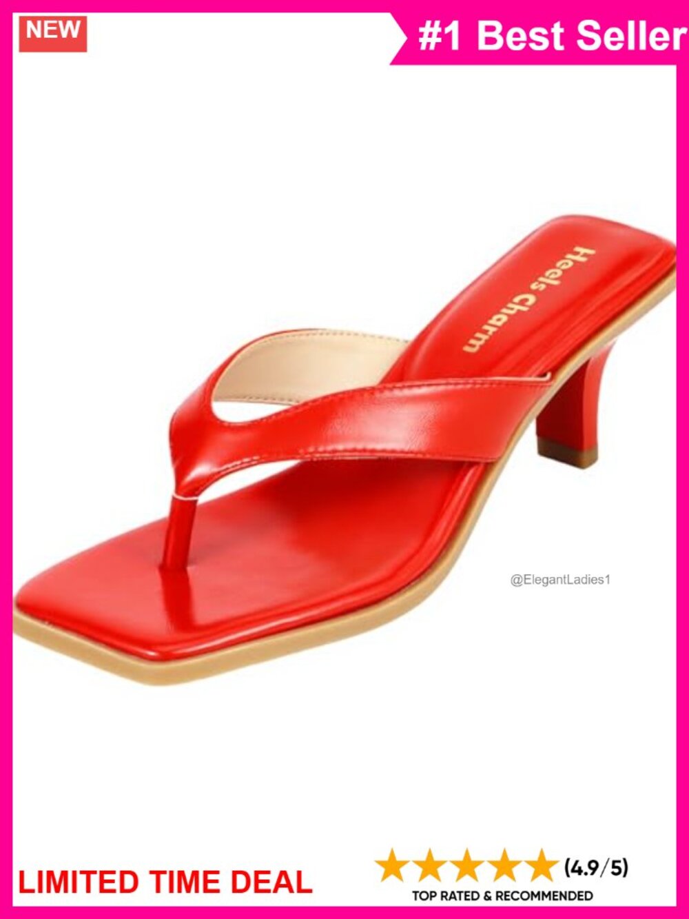Kitten Heel Square Open Toe Flip Flop Slip On Heeled Sandals